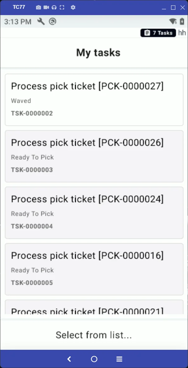LogisticaHQ My Task screen